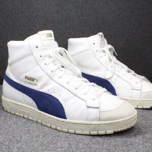 Puma Ralph Sampson 70 High Top Retro White Blue Leather Sneakers Mens Size 12